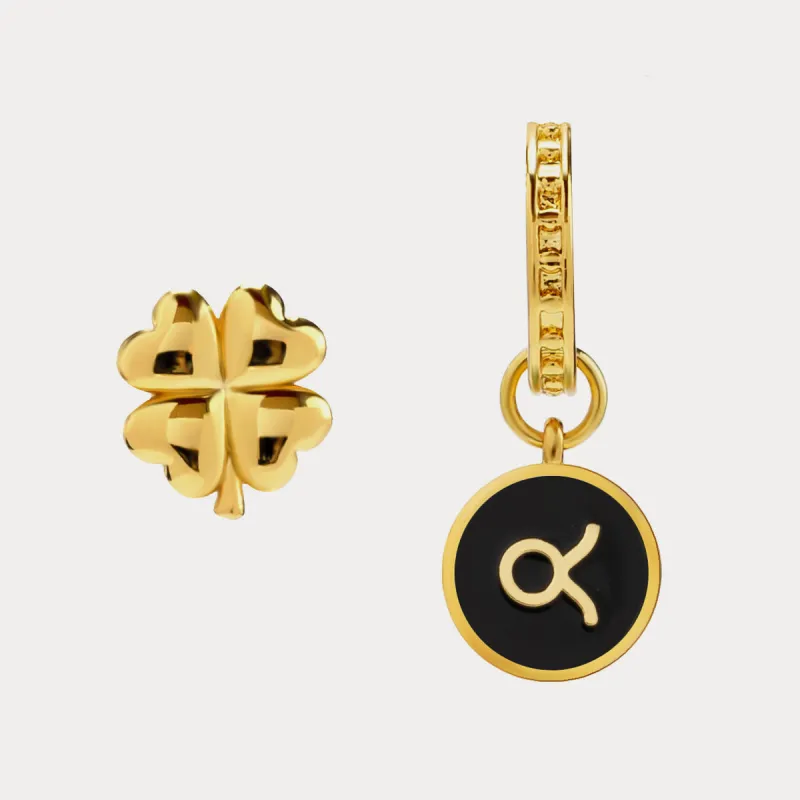 Zodiac Sign Four-leaf Clover Earrings made by Selenichast