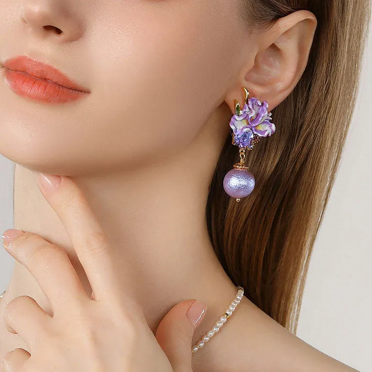 Iris Flower Earrings with Czech Gemstones sold by Selenichast product image thumbnail 4