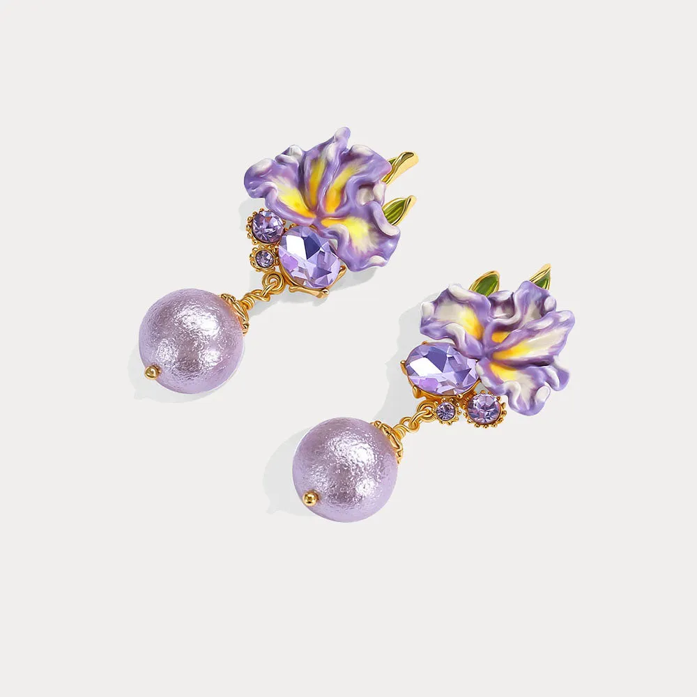Iris Flower Earrings with Czech Gemstones sold by Selenichast product image thumbnail 5