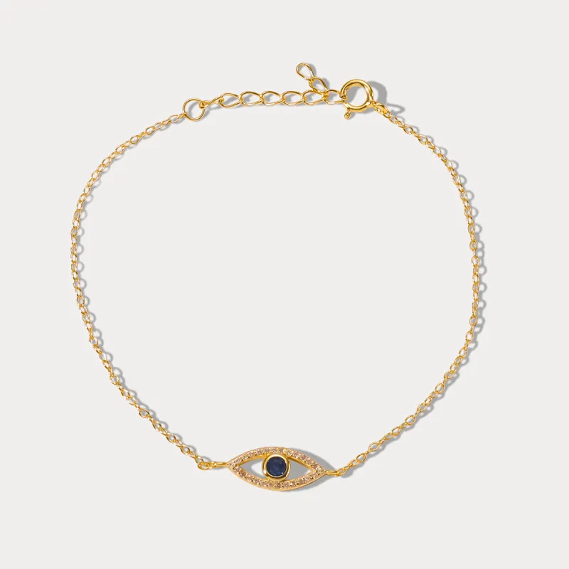 Sapphire Diamond Hollow Eye Chain Bracelet sold by Selenichast