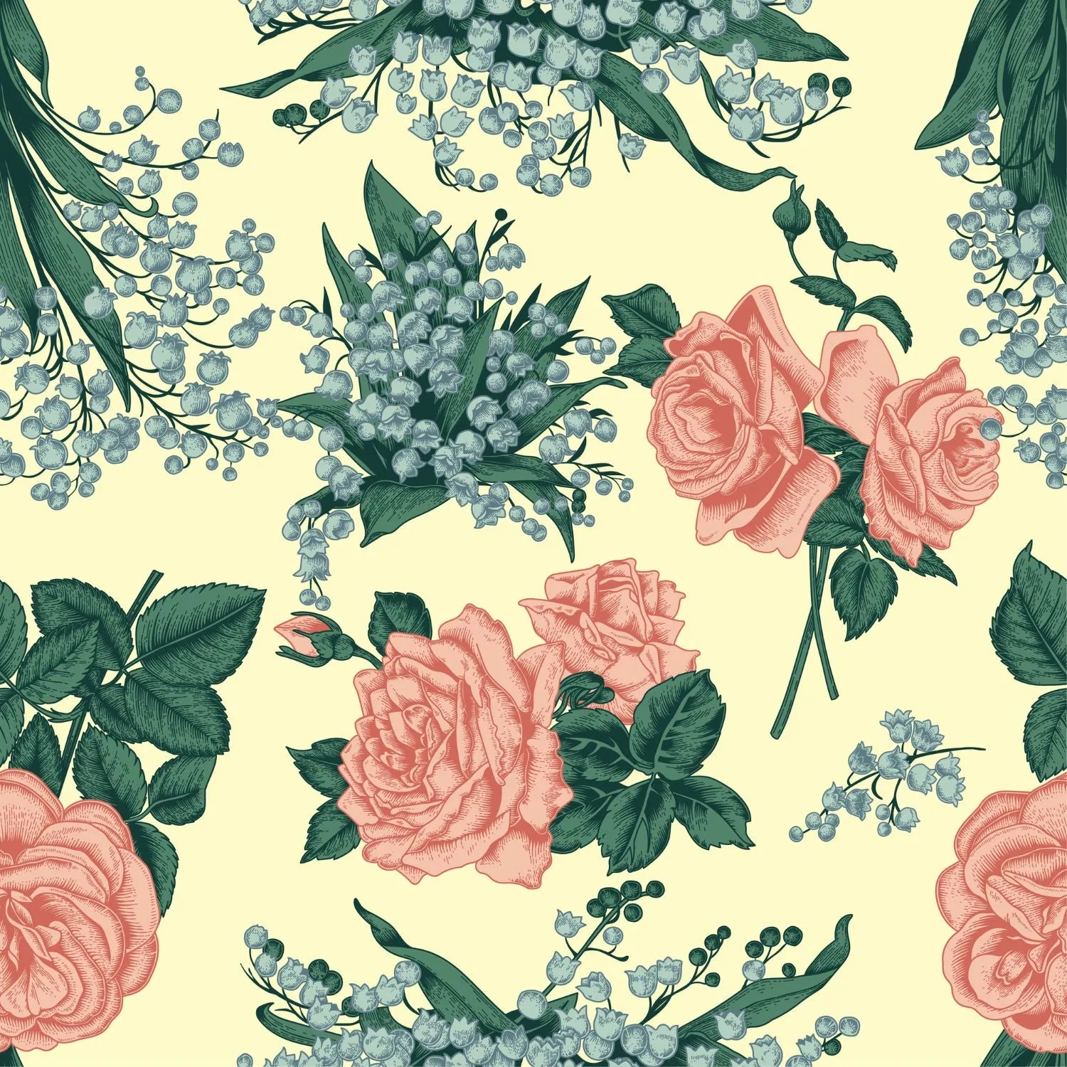 Rose Lily of The Valley Square Scarf sold by Selenichast