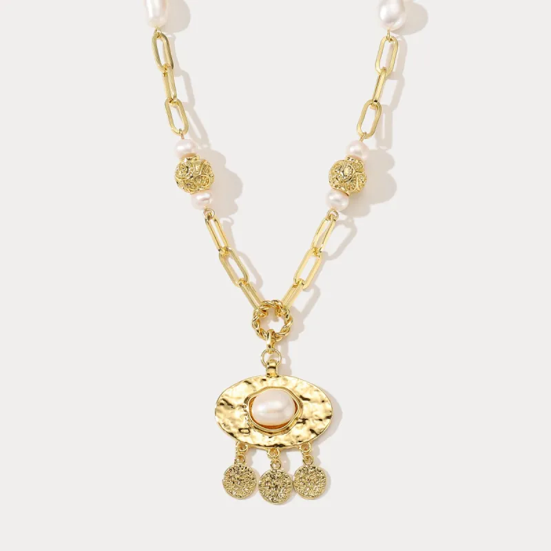 Evil Eye Pearl Chain Necklace sold by Selenichast