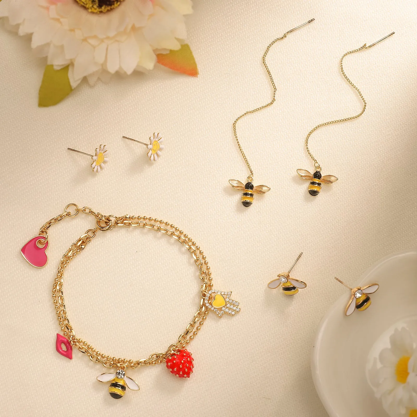 Strawberry & Bee Flowers Earring Sets sold by Selenichast product image thumbnail 3