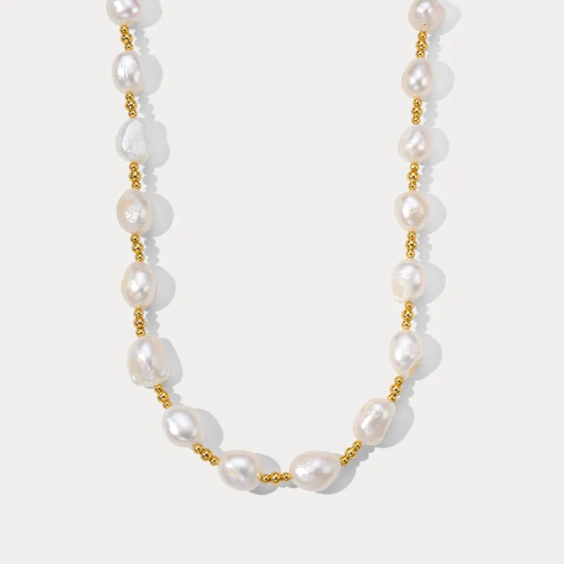 Golden Baroque Pearl Necklace sold by Selenichast
