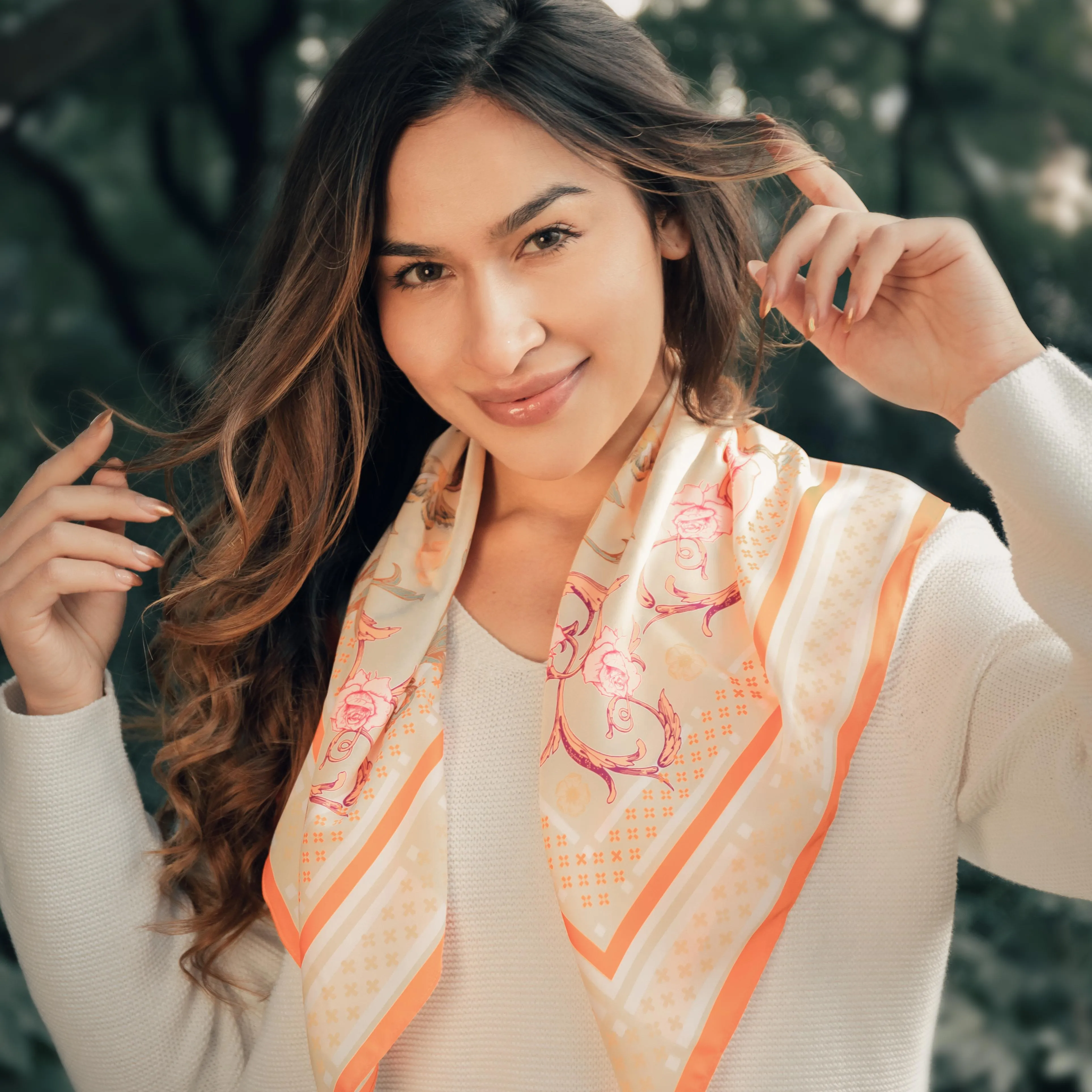 Floral Silk Square Scarf sold by Selenichast product image thumbnail 5