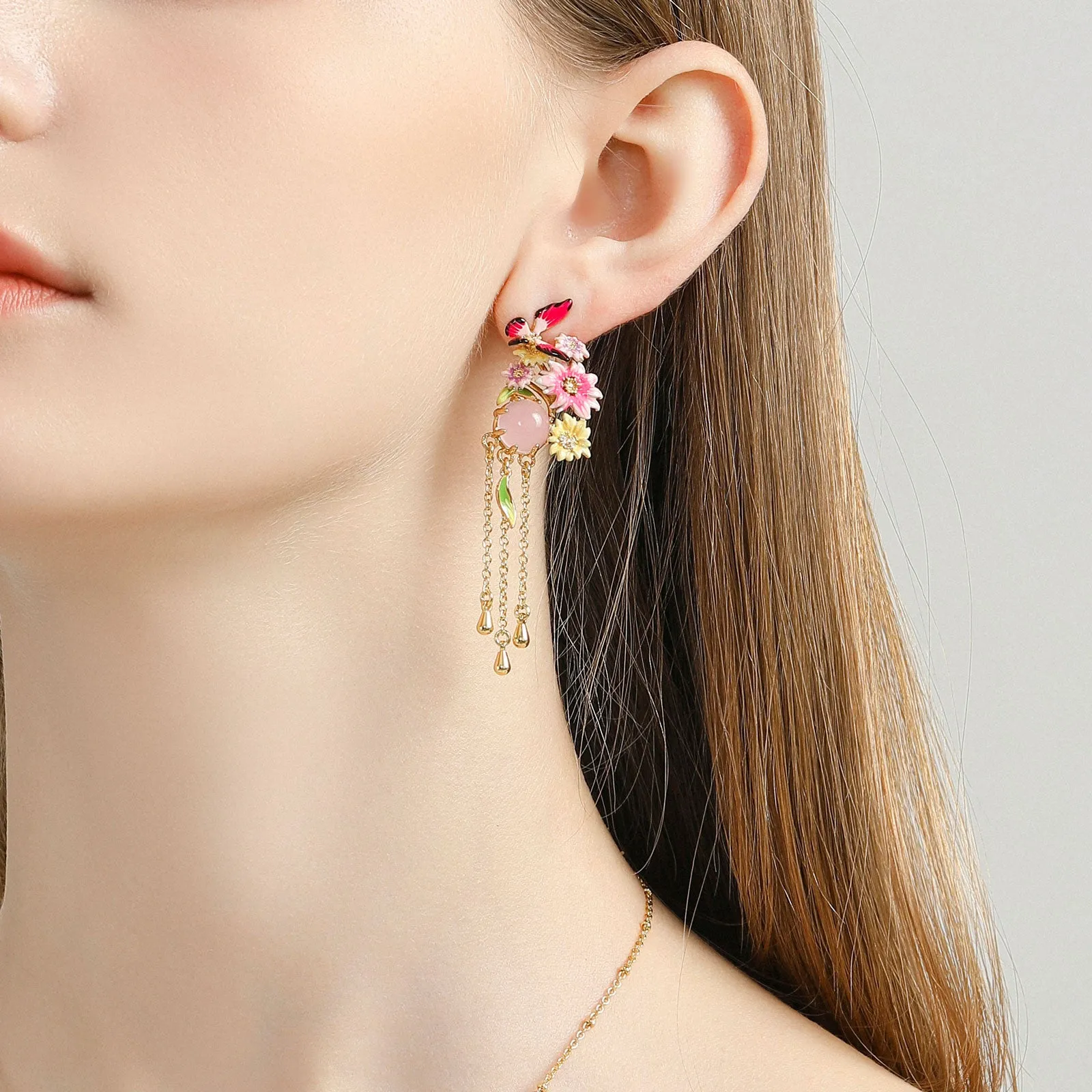 Butterfly Love Flower Tassel Earrings sold by Selenichast product image thumbnail 3
