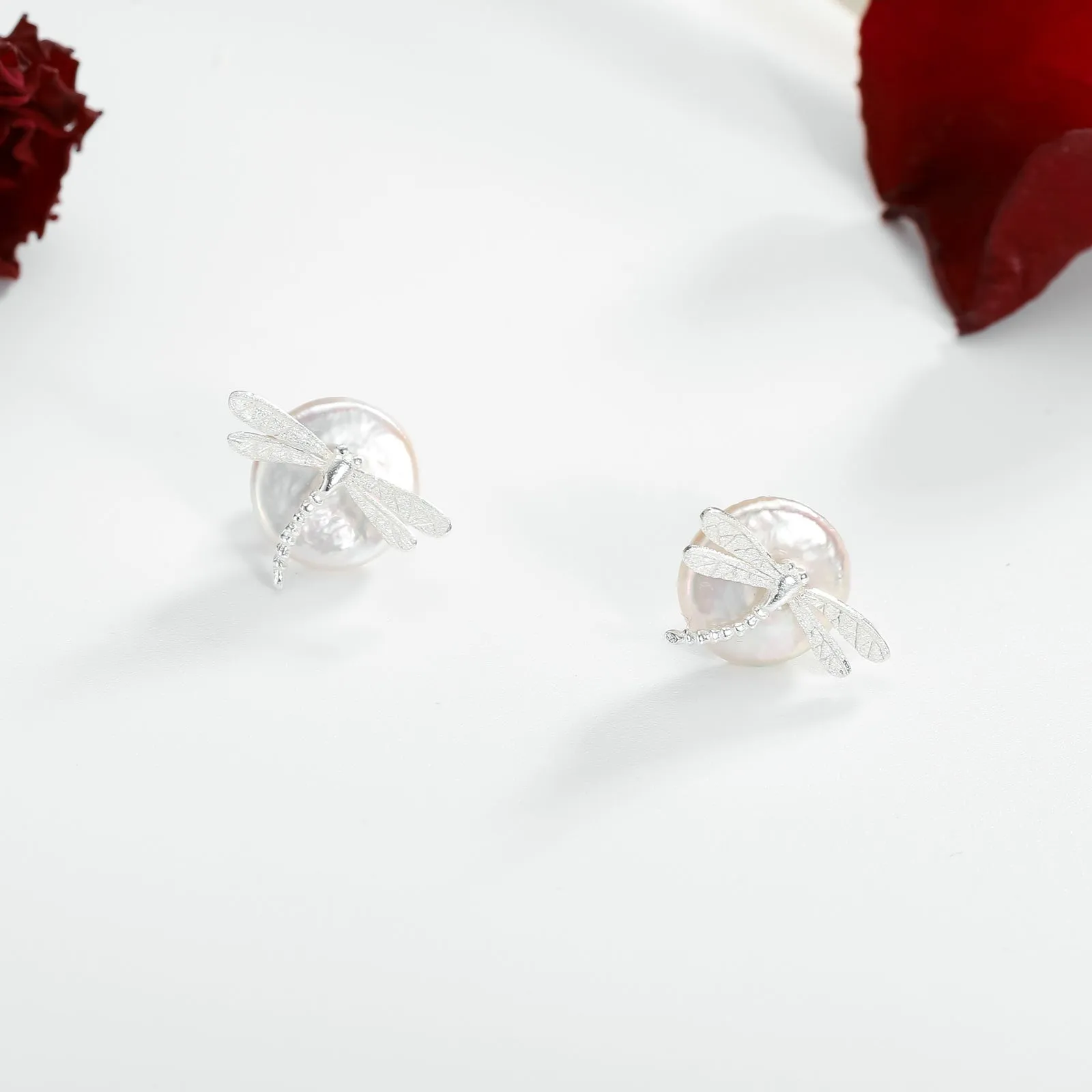 Dragonfly Pearl Stud Earrings sold by Selenichast product image thumbnail 3