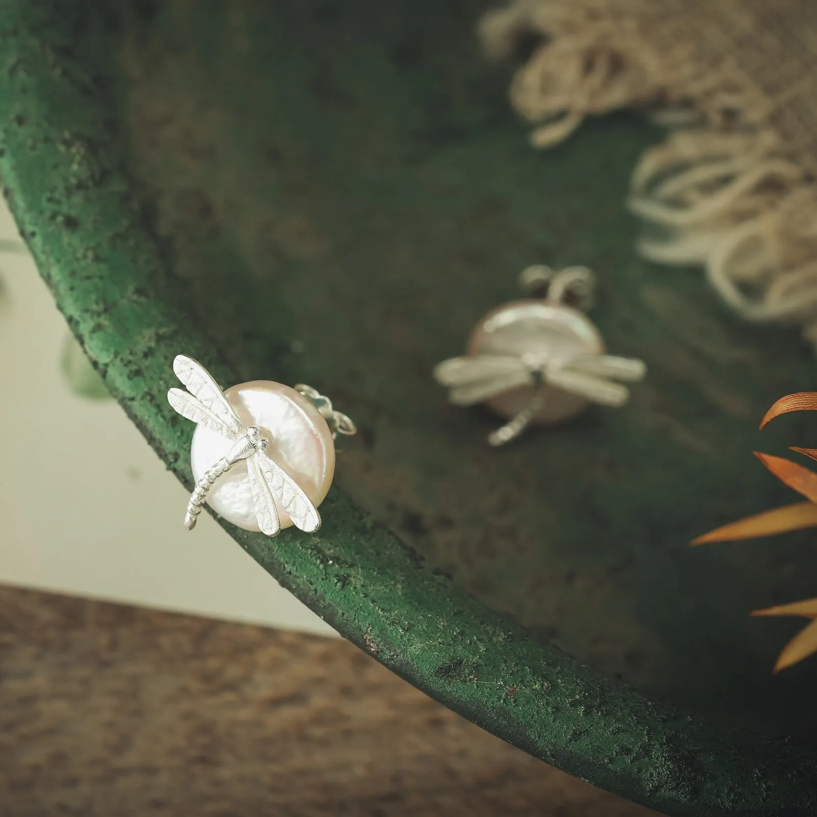 Dragonfly Pearl Stud Earrings sold by Selenichast product image thumbnail 5