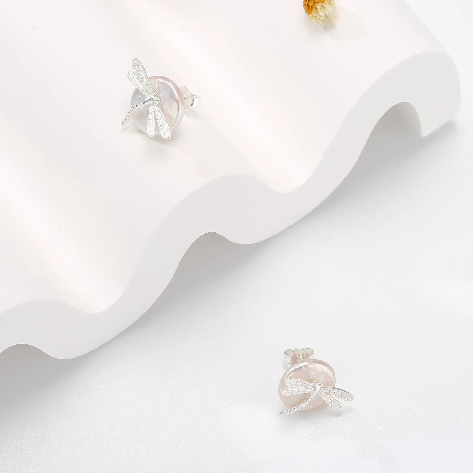 Dragonfly Pearl Stud Earrings sold by Selenichast product image thumbnail 4