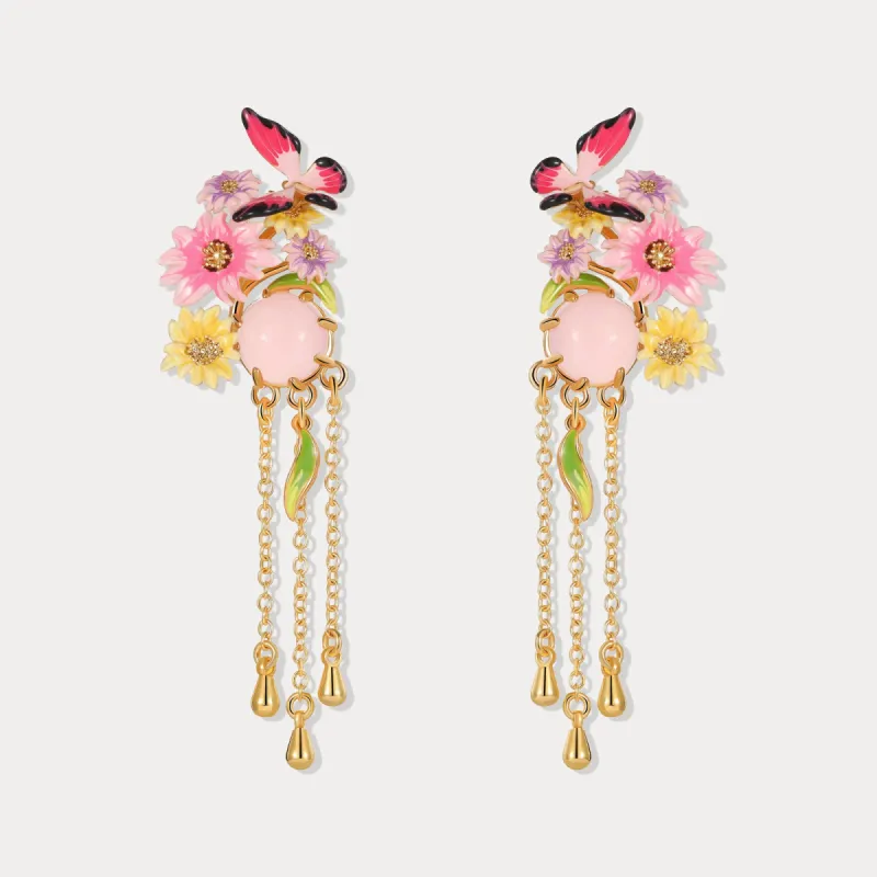 Butterfly Love Flower Tassel Earrings sold by Selenichast