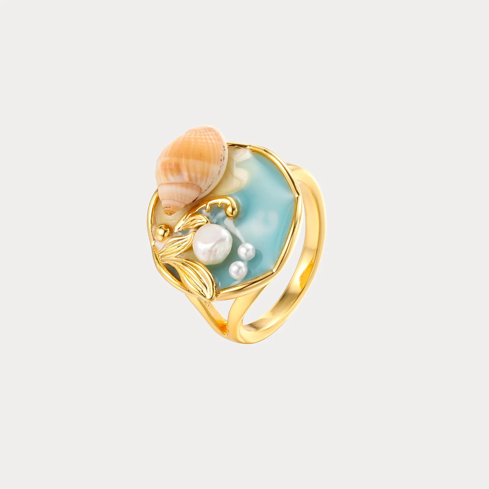 Ocean Shell Oil Painting Ring sold by Selenichast