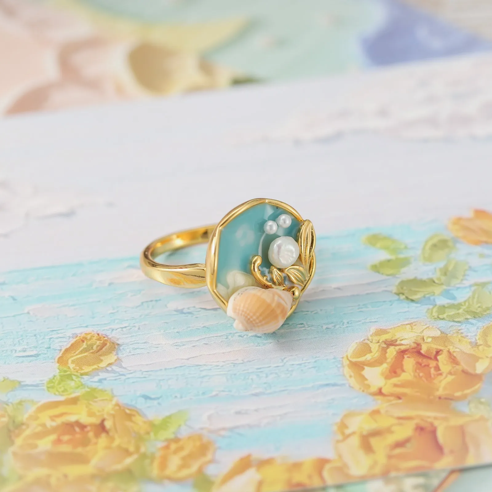 Ocean Shell Oil Painting Ring sold by Selenichast product image thumbnail 5
