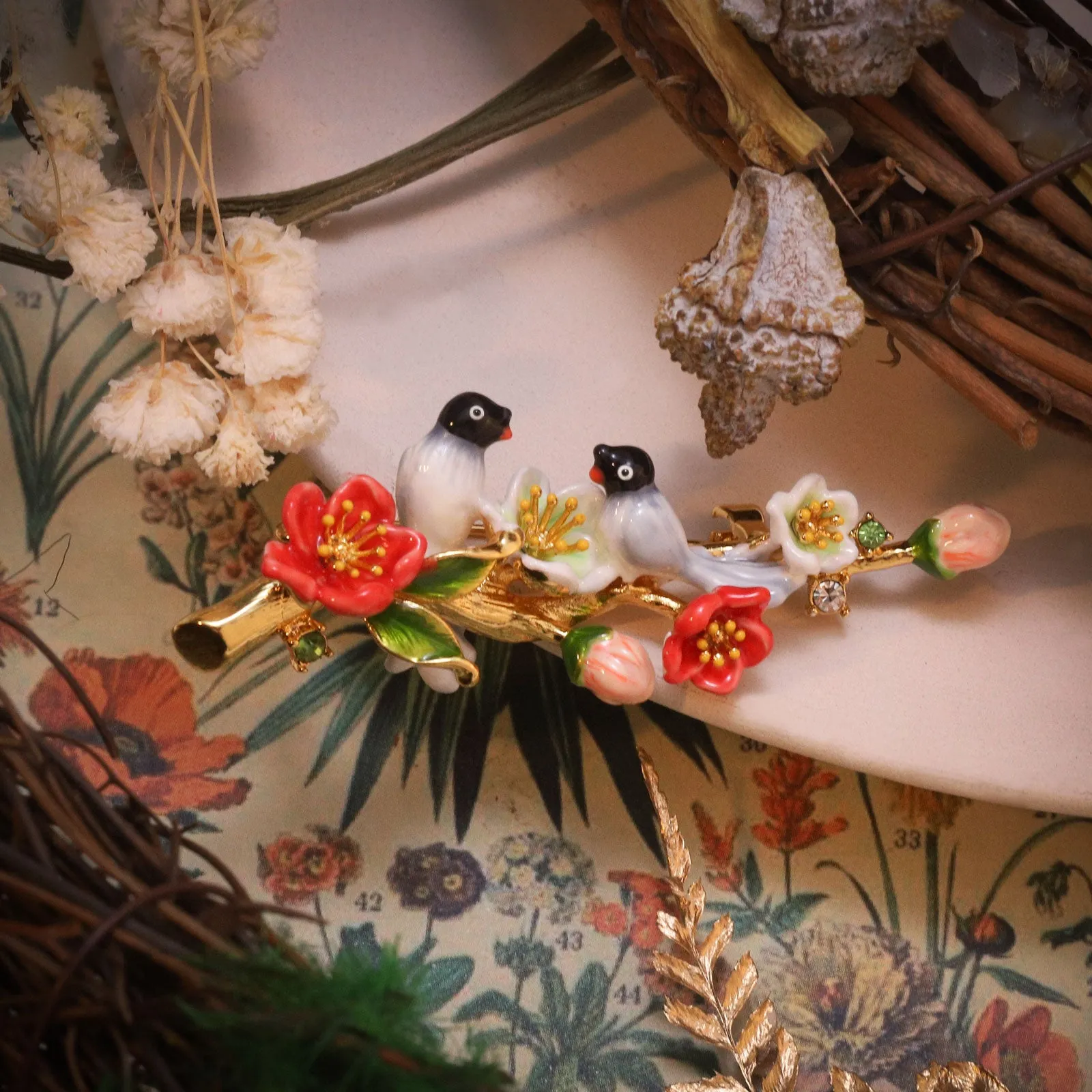 Red-billed Blue Magpie Brooch sold by Selenichast