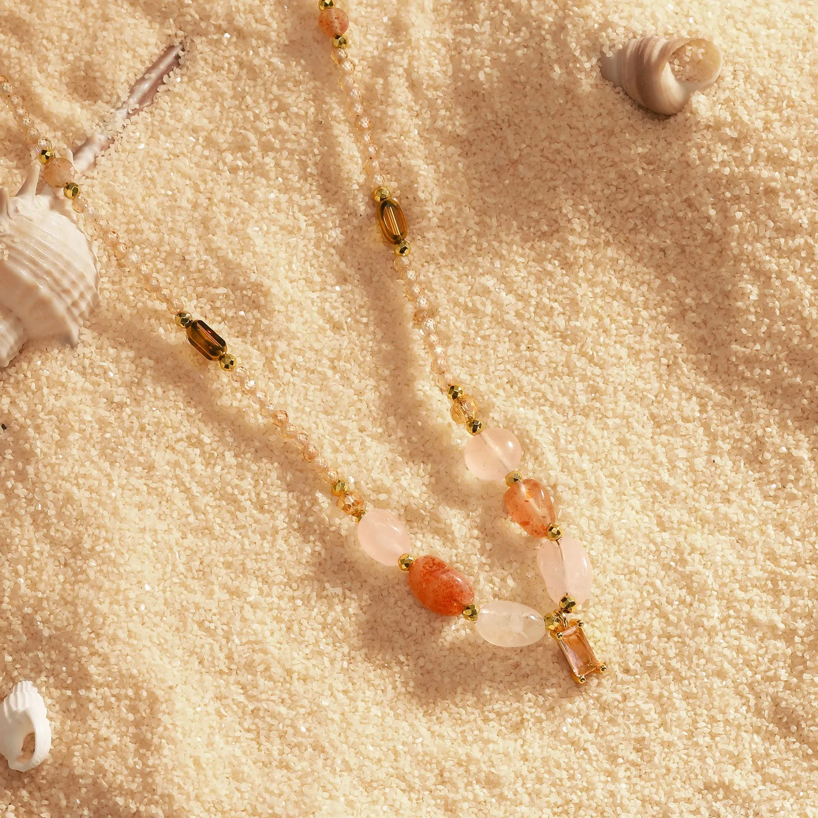 Rose Quartz Gemstone Beaded Necklace sold by Selenichast product image thumbnail 2
