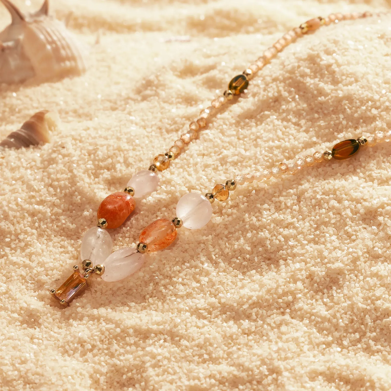 Rose Quartz Gemstone Beaded Necklace sold by Selenichast product image thumbnail 3