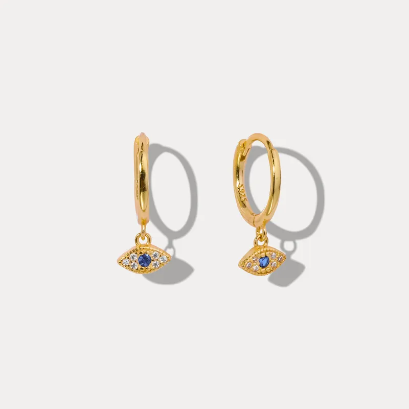 Sapphire Eyes Diamond Drop Hoops Earrings sold by Selenichast