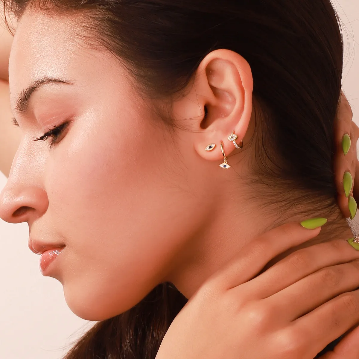 Sapphire Eyes Diamond Drop Hoops Earrings sold by Selenichast product image thumbnail 3