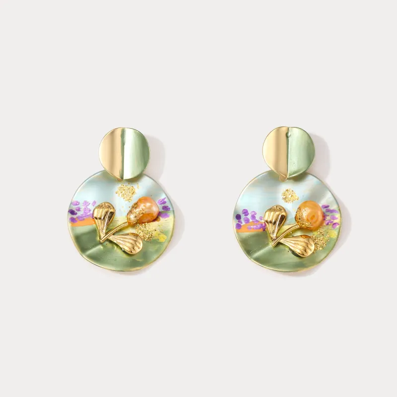 Idyllic Floral Oil Painting Earrings sold by Selenichast