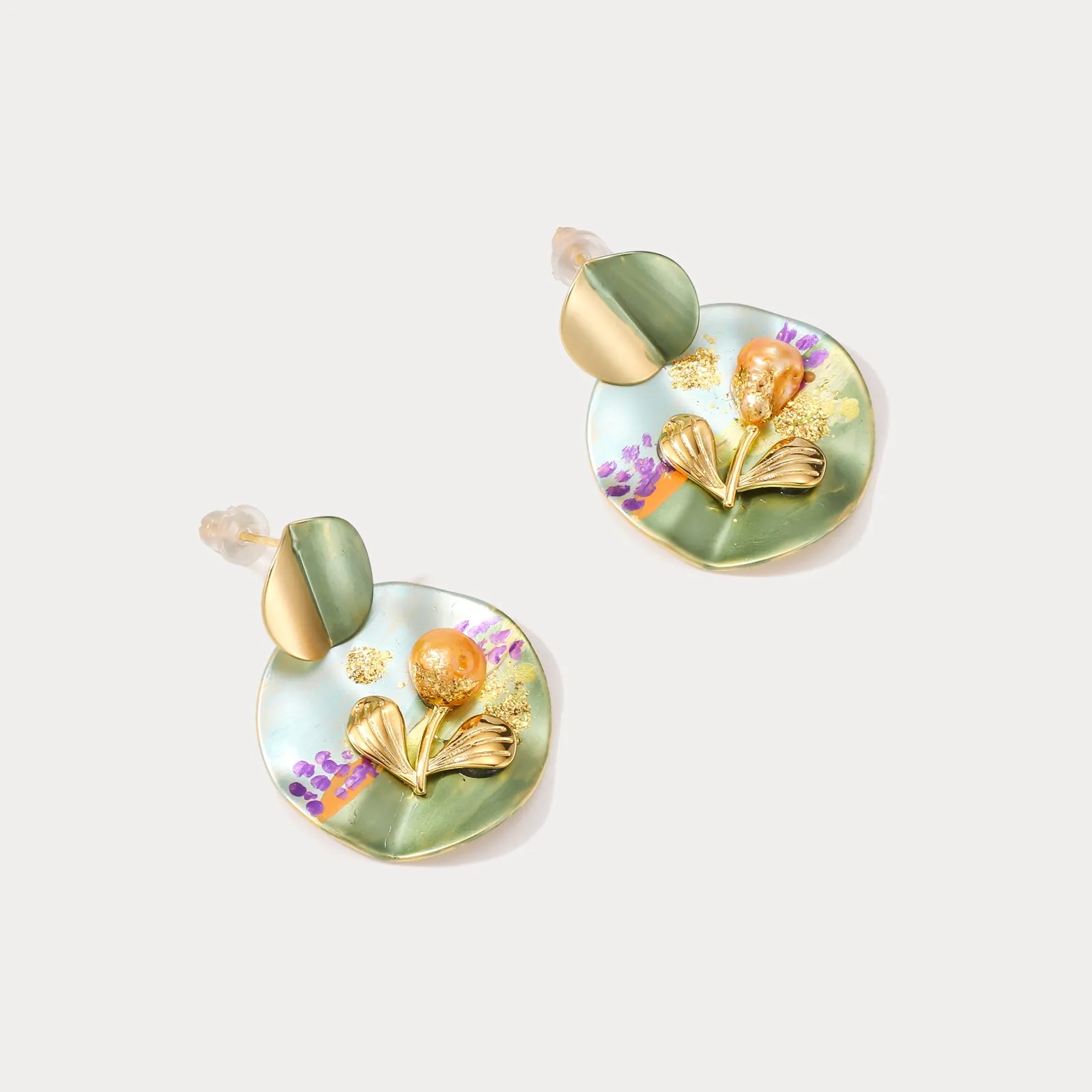 Idyllic Floral Oil Painting Earrings sold by Selenichast product image thumbnail 4