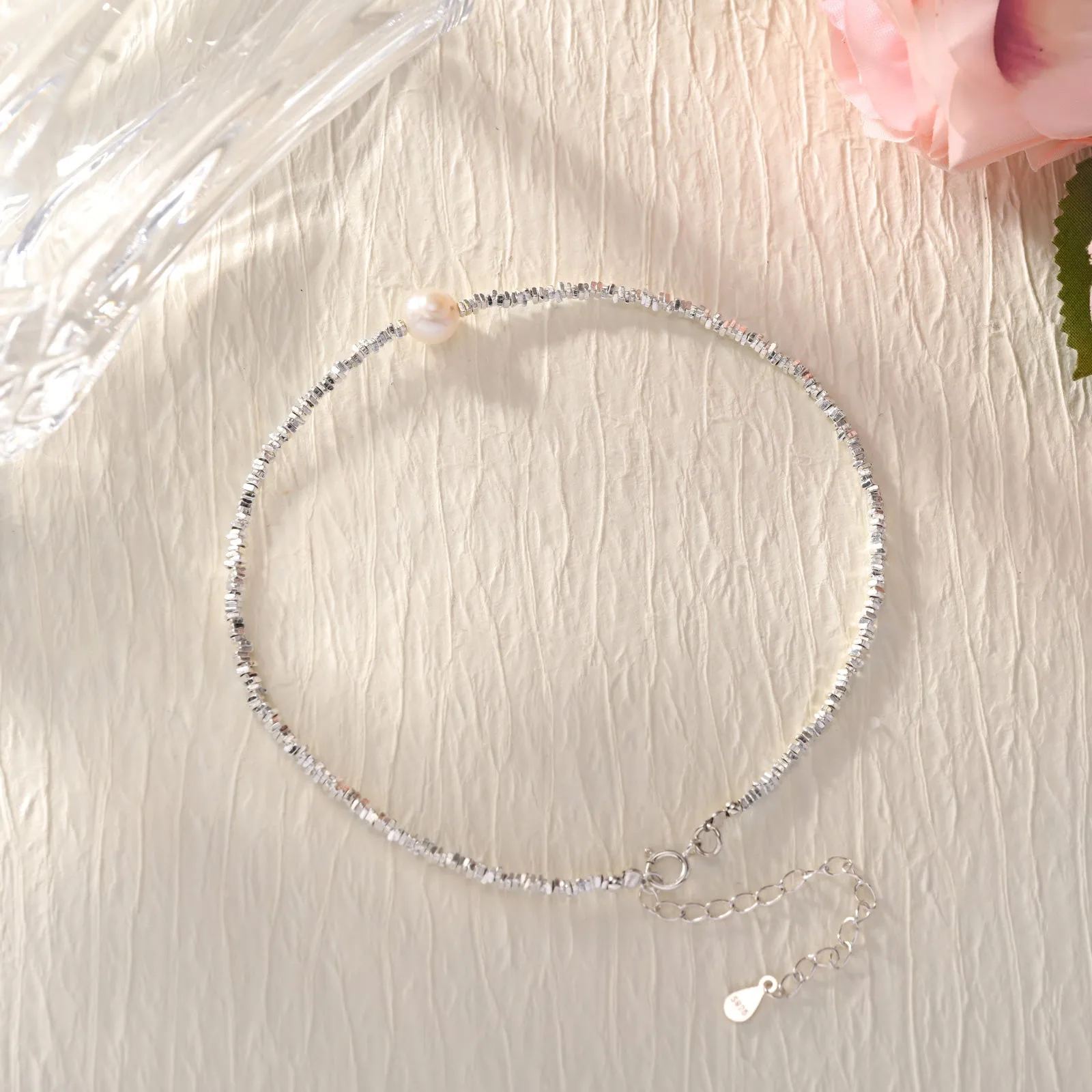 Silver Pearl Anklet sold by Selenichast product image thumbnail 2