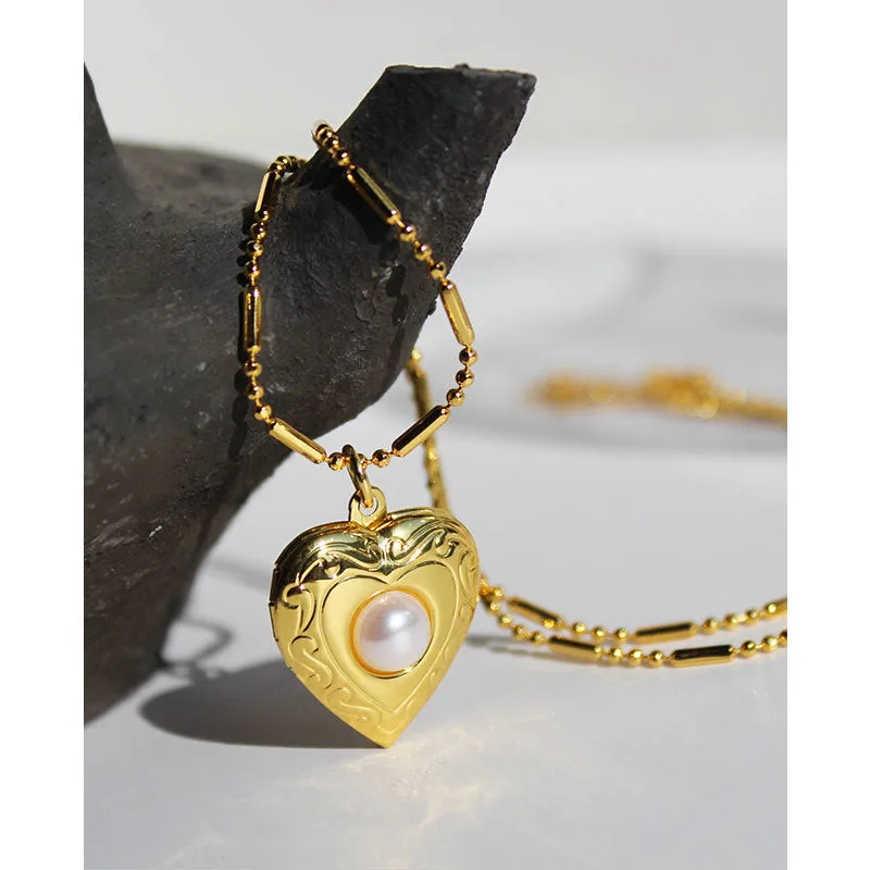 Gold Heart Locket Necklace sold by Selenichast product image thumbnail 5