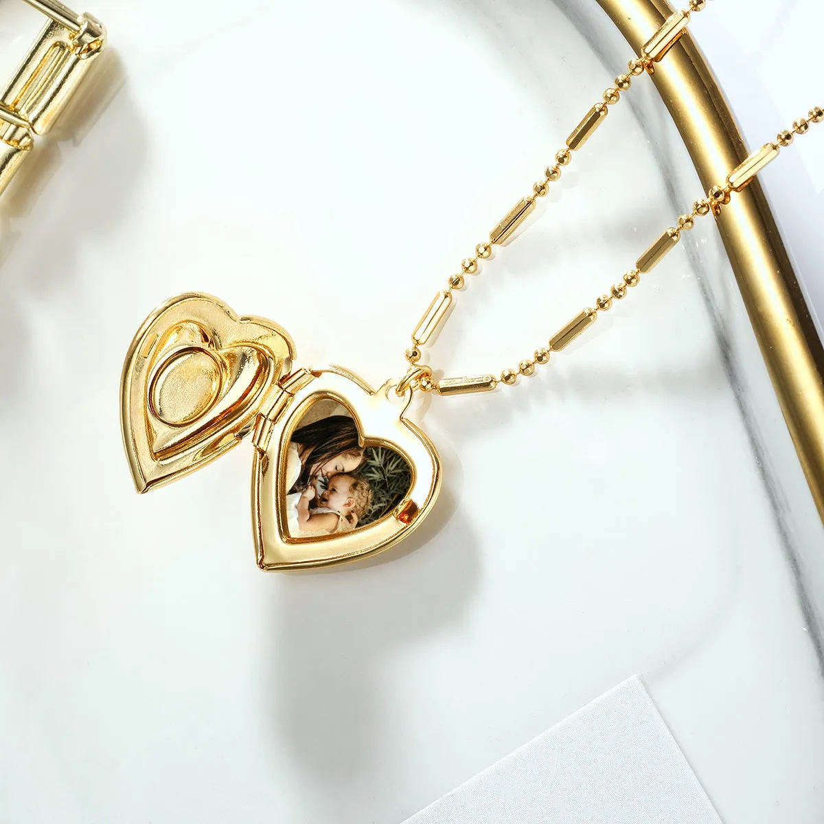 Gold Heart Locket Necklace sold by Selenichast product image thumbnail 2