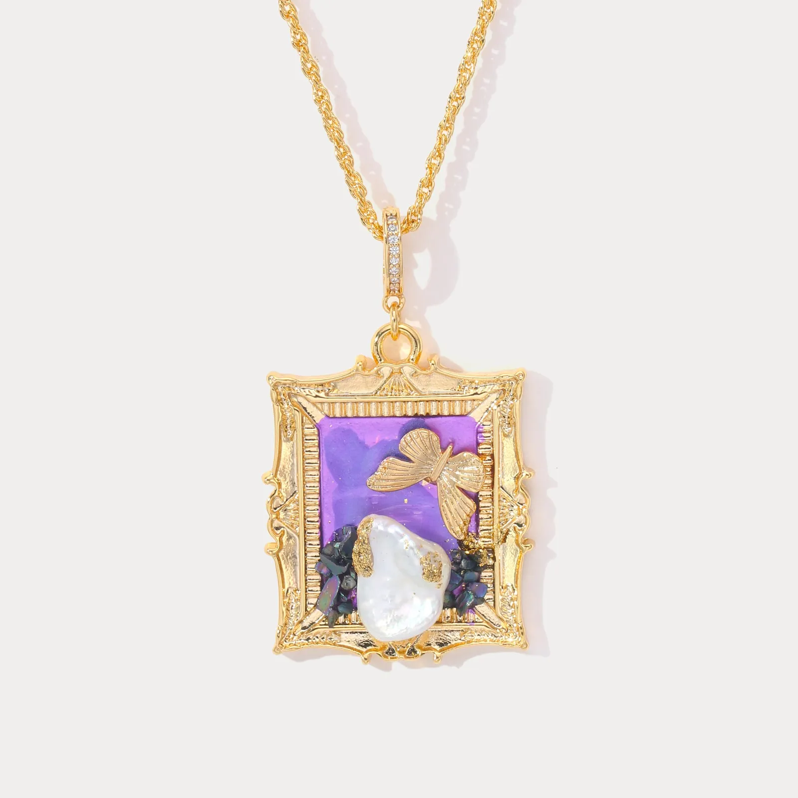 Butterfly Pearl Necklace sold by Selenichast