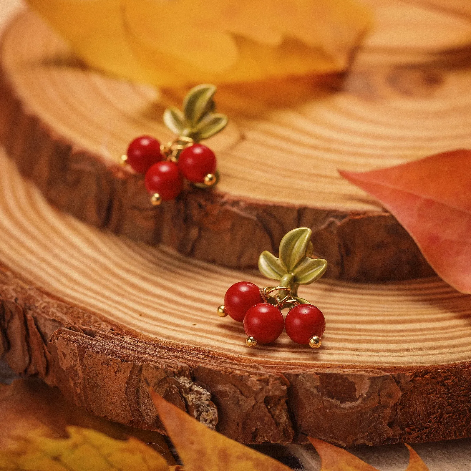 Cranberry Stud Earrings sold by Selenichast product image thumbnail 4