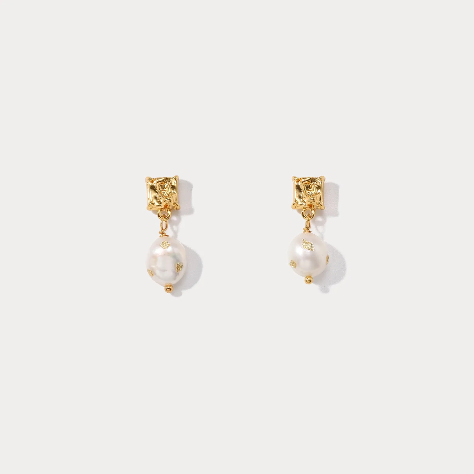 Baroque Gold Foil Pearl Stud Earrings sold by Selenichast product image thumbnail 2