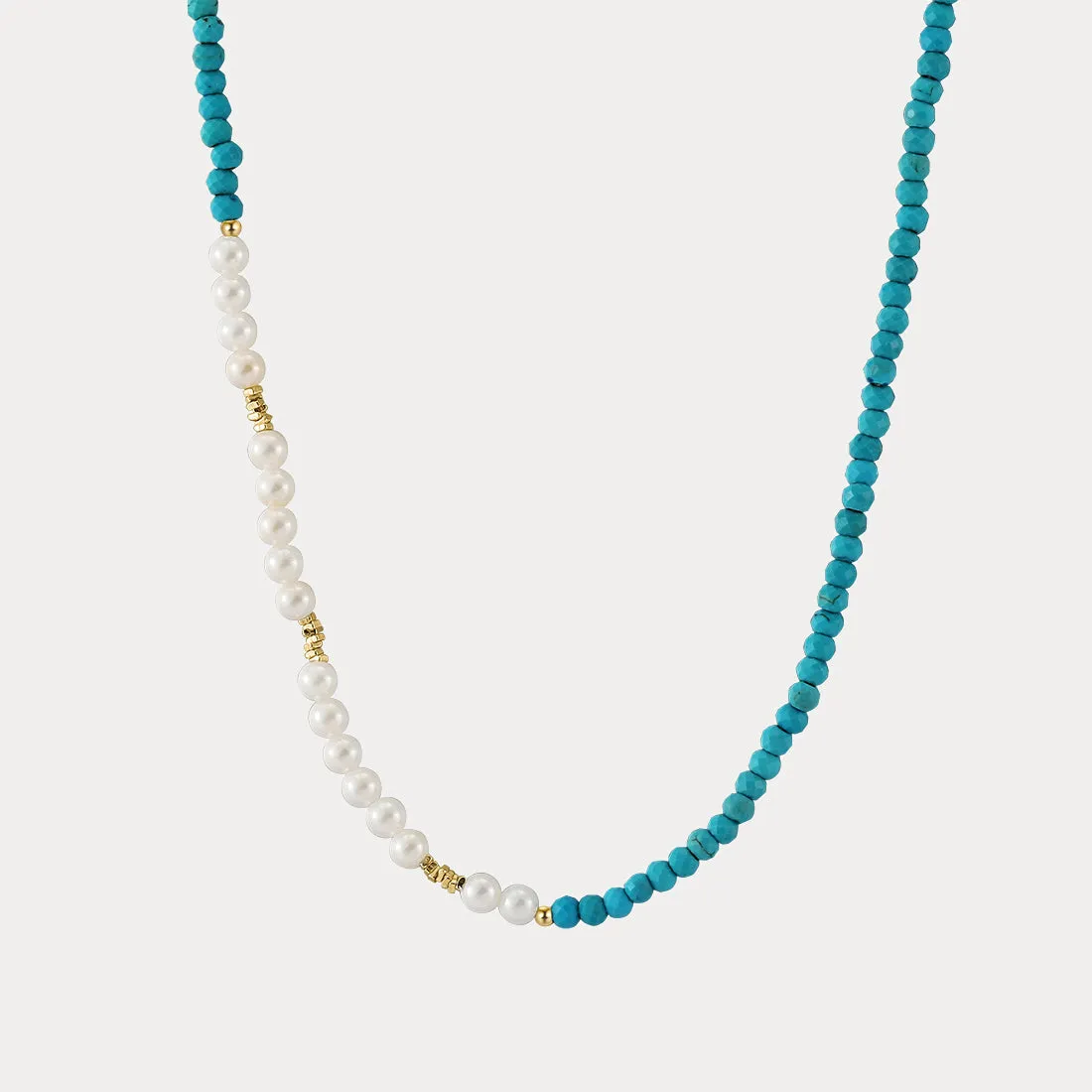 Turquoise Pearl Seed Bead Necklace sold by Selenichast