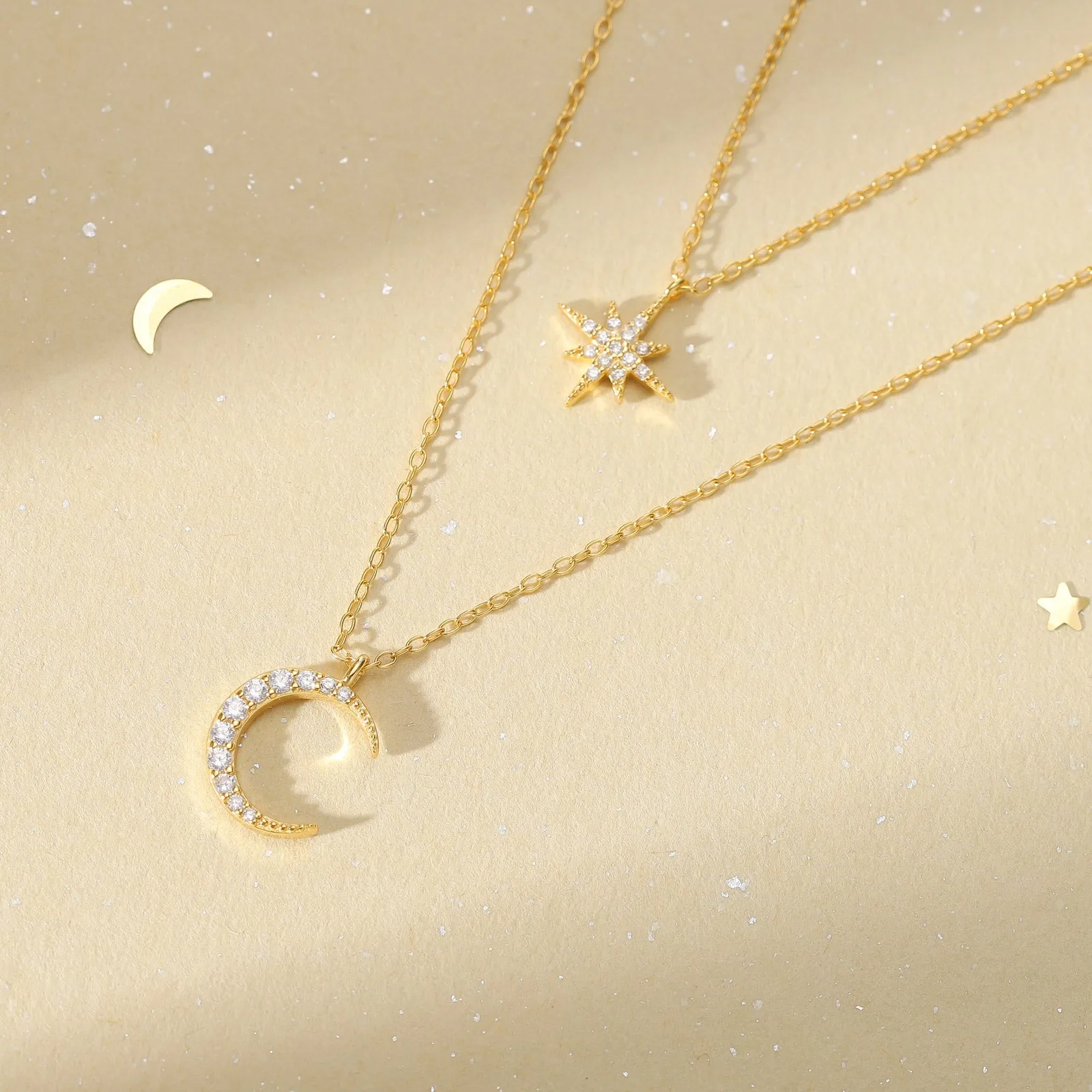 Moon and Star Layered Necklace sold by Selenichast product image thumbnail 3