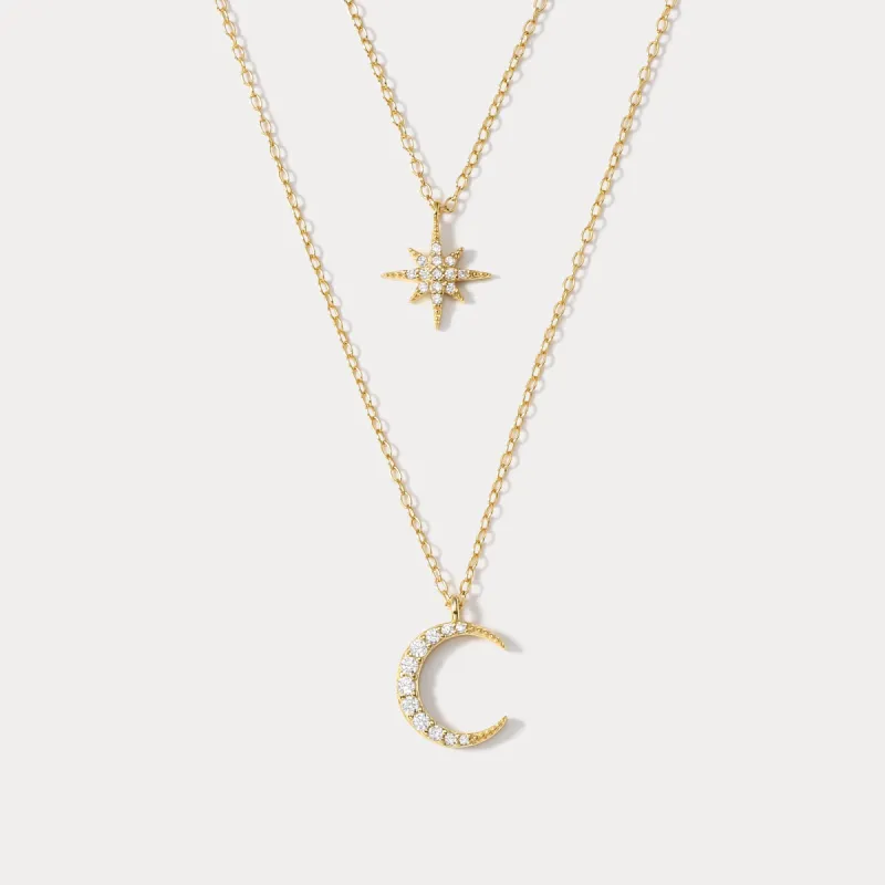 Moon and Star Layered Necklace sold by Selenichast