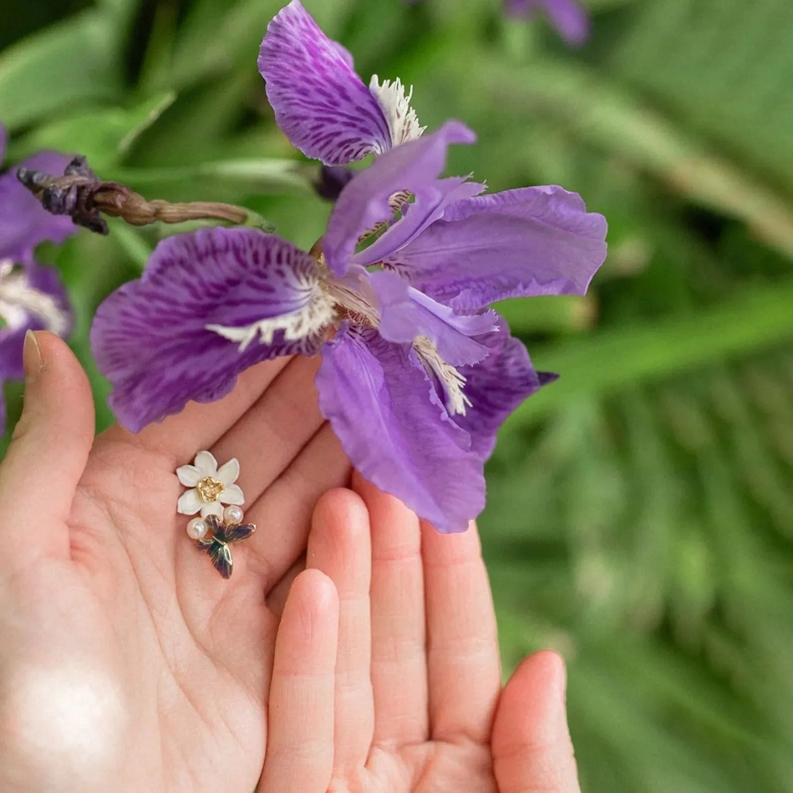 Daffodils & Butterfly Stud Earrings sold by Selenichast product image thumbnail 3