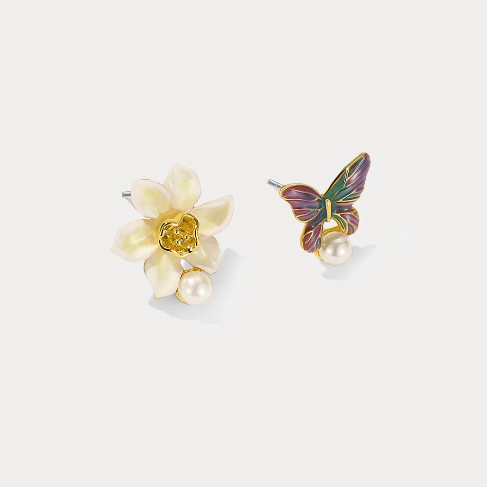 Daffodils & Butterfly Stud Earrings sold by Selenichast product image thumbnail 5