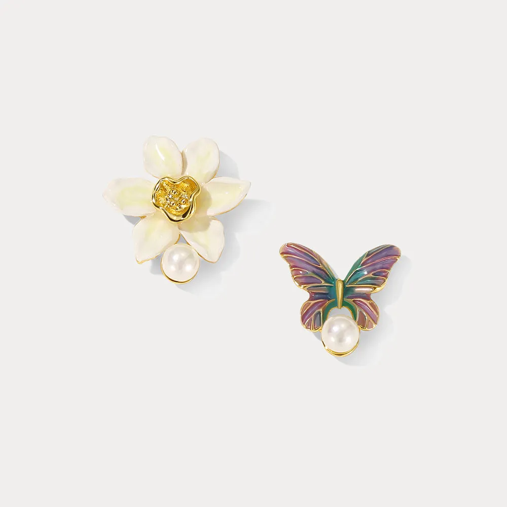 Daffodils & Butterfly Stud Earrings sold by Selenichast