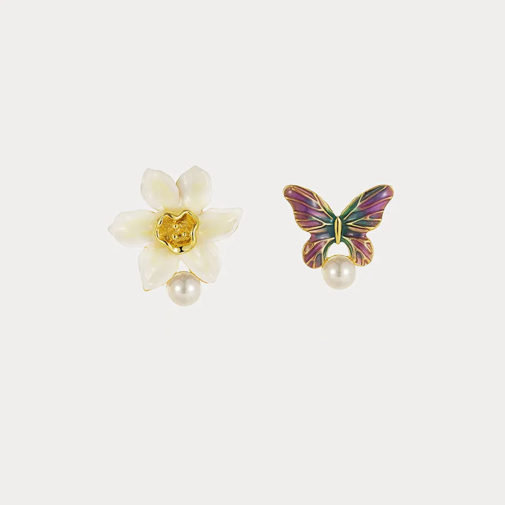 Daffodils & Butterfly Stud Earrings sold by Selenichast product image thumbnail 4