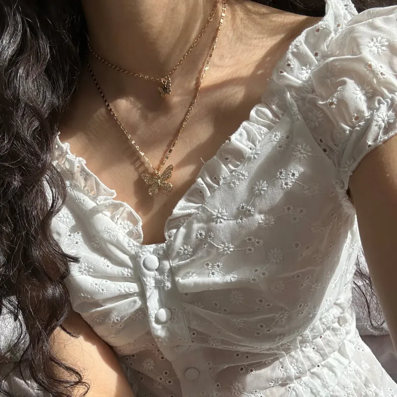 Double Butterfly Necklace sold by Selenichast