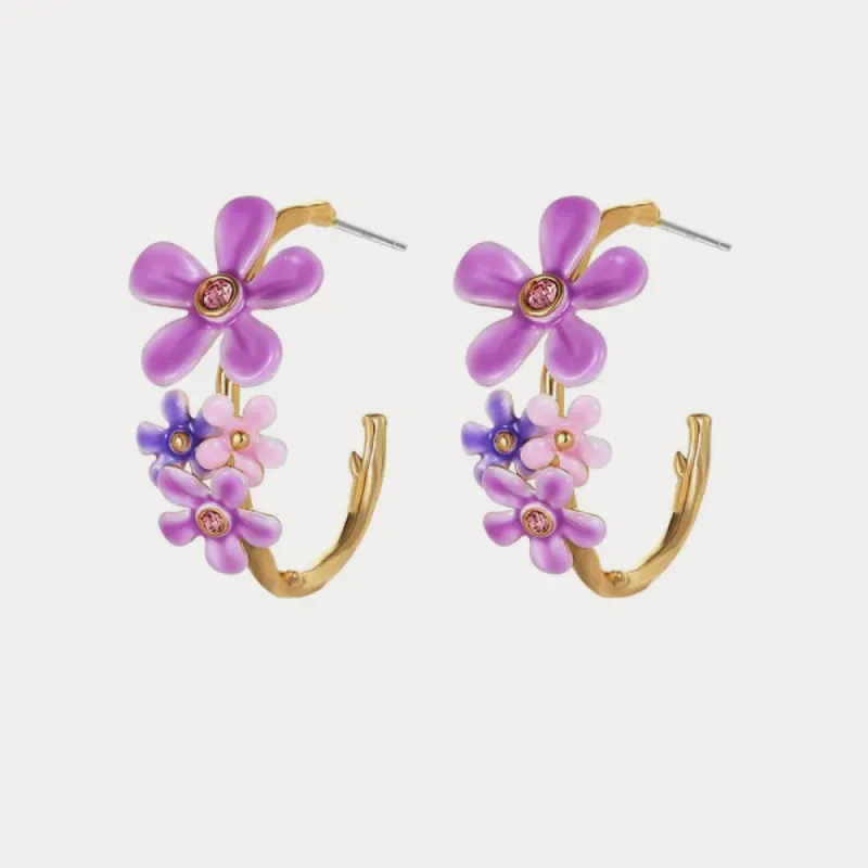 Forget-Me-Not Flowers Hoop Earrings sold by Selenichast