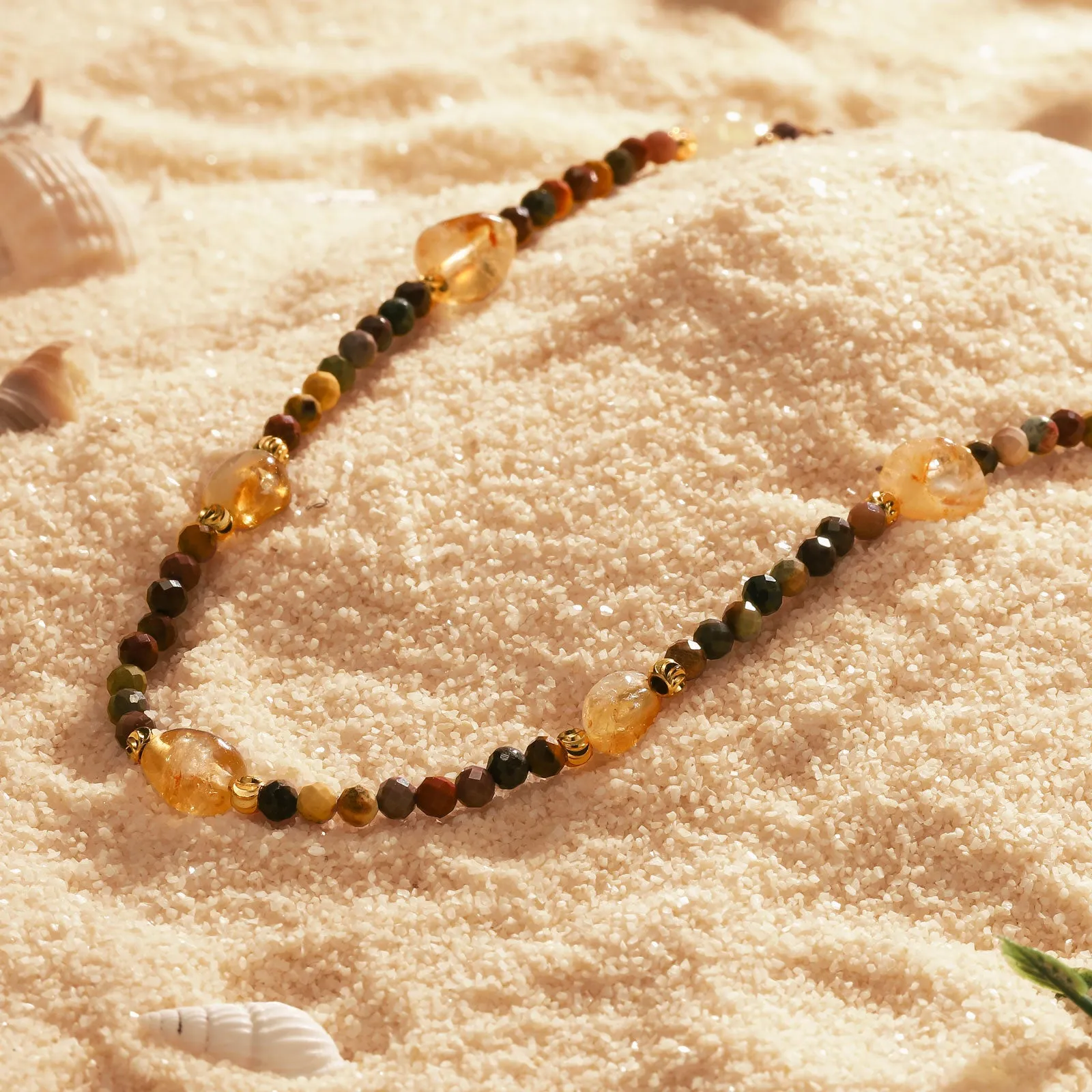 Maillard Tiger Eye Natural Stone Beaded Necklace sold by Selenichast product image thumbnail 2