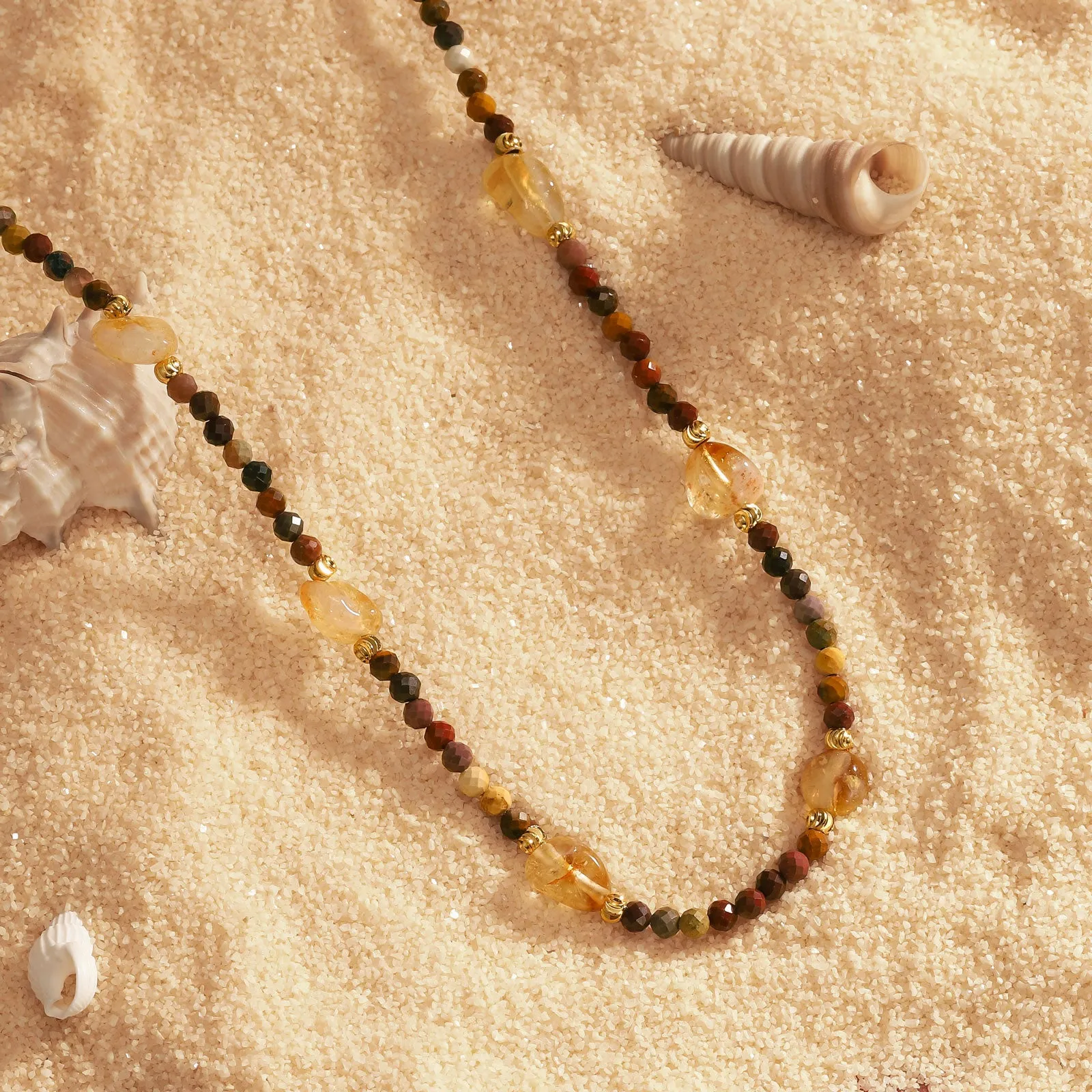 Maillard Tiger Eye Natural Stone Beaded Necklace sold by Selenichast product image thumbnail 3