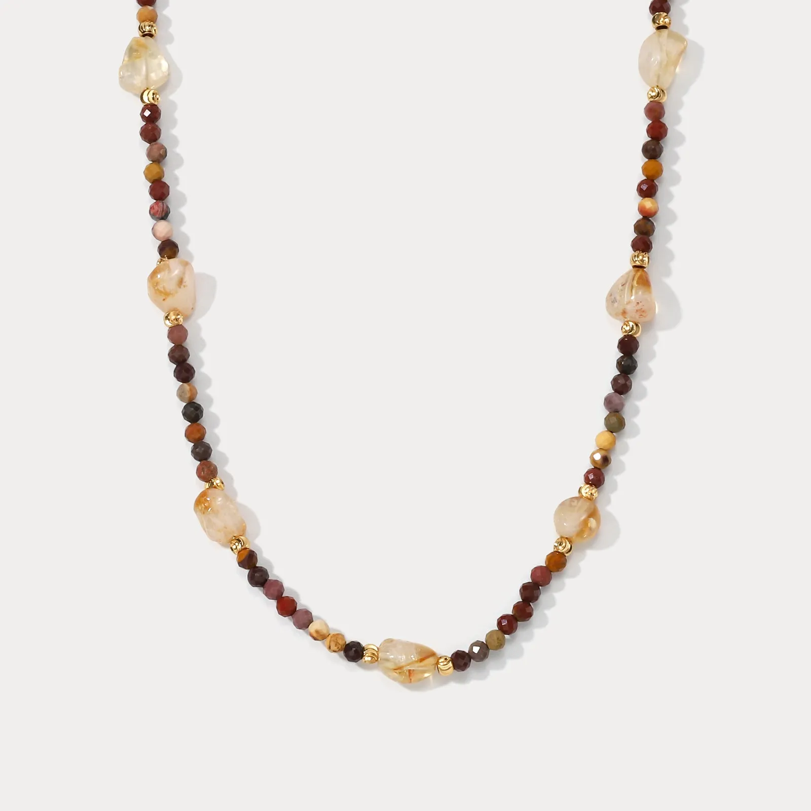 Maillard Tiger Eye Natural Stone Beaded Necklace sold by Selenichast