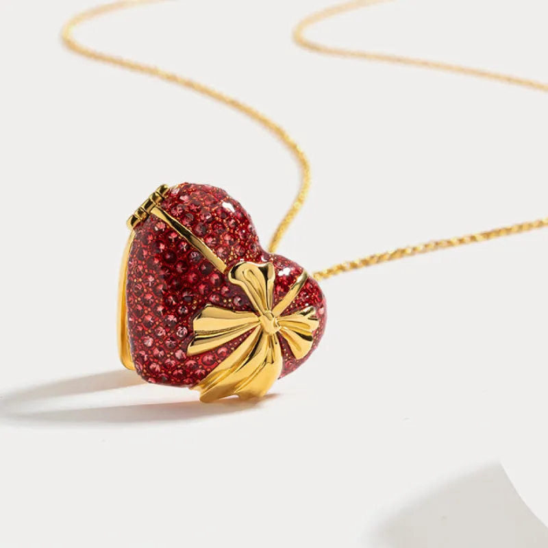 Gold heart Locket Necklace sold by Selenichast