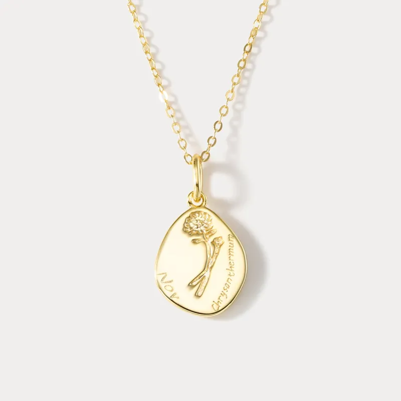 Silver Chrysanthermum Birth Flower Necklace-November sold by Selenichast