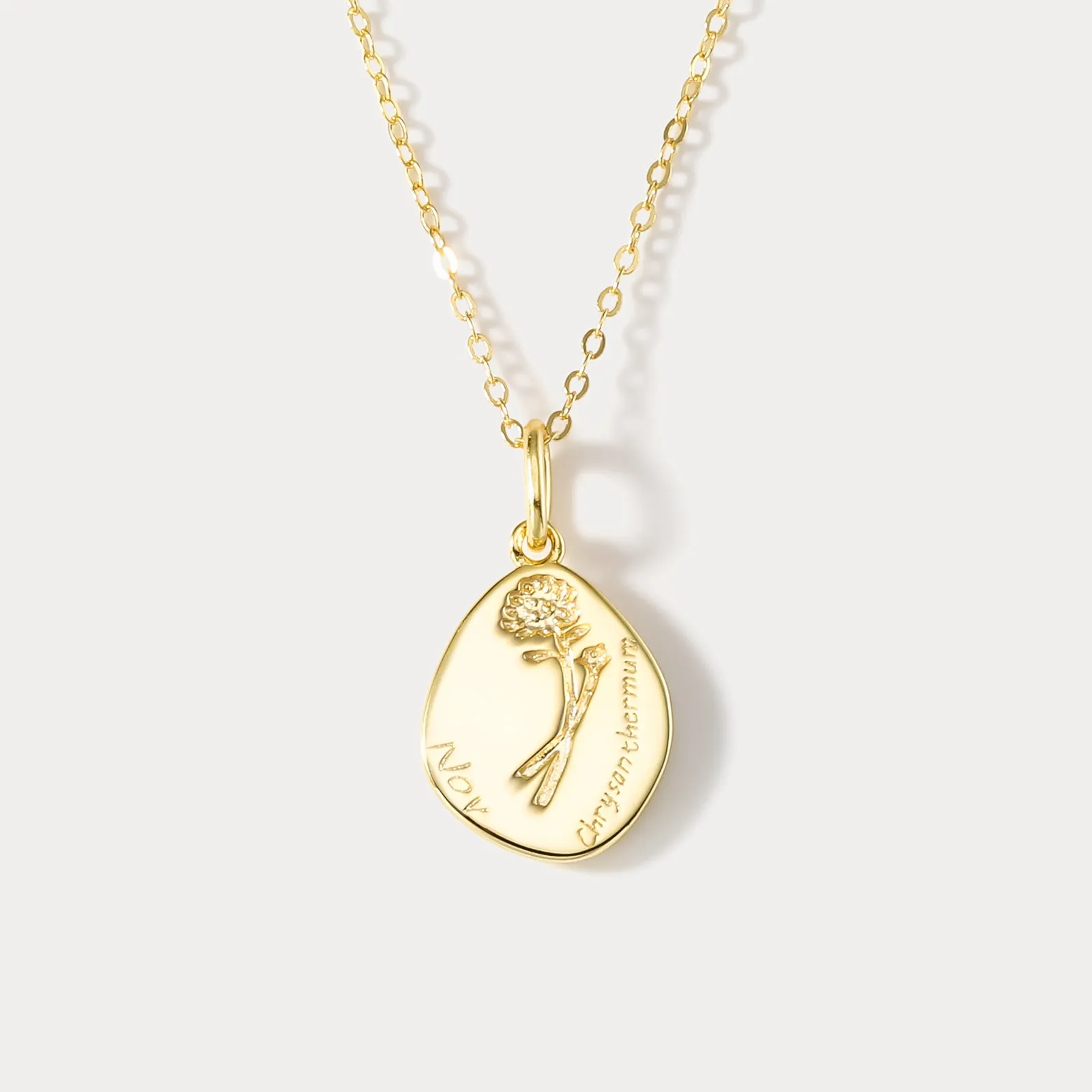 Silver Chrysanthermum Birth Flower Necklace-November sold by Selenichast