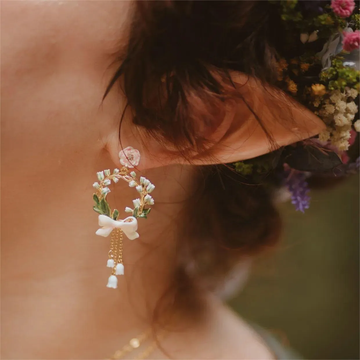 Lily Of The Valley Bow Earrings sold by Selenichast product image thumbnail 2