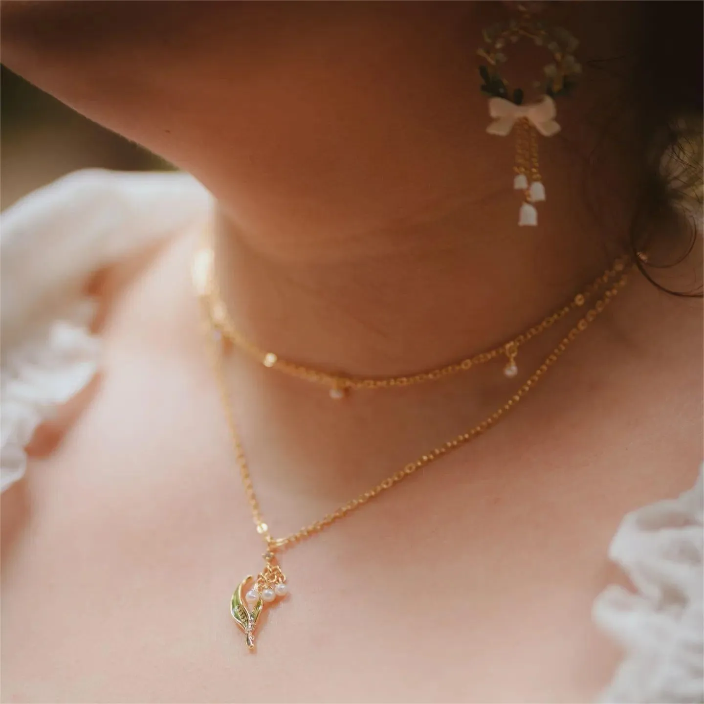 Lily Of The Valley Bow Earrings sold by Selenichast product image thumbnail 4