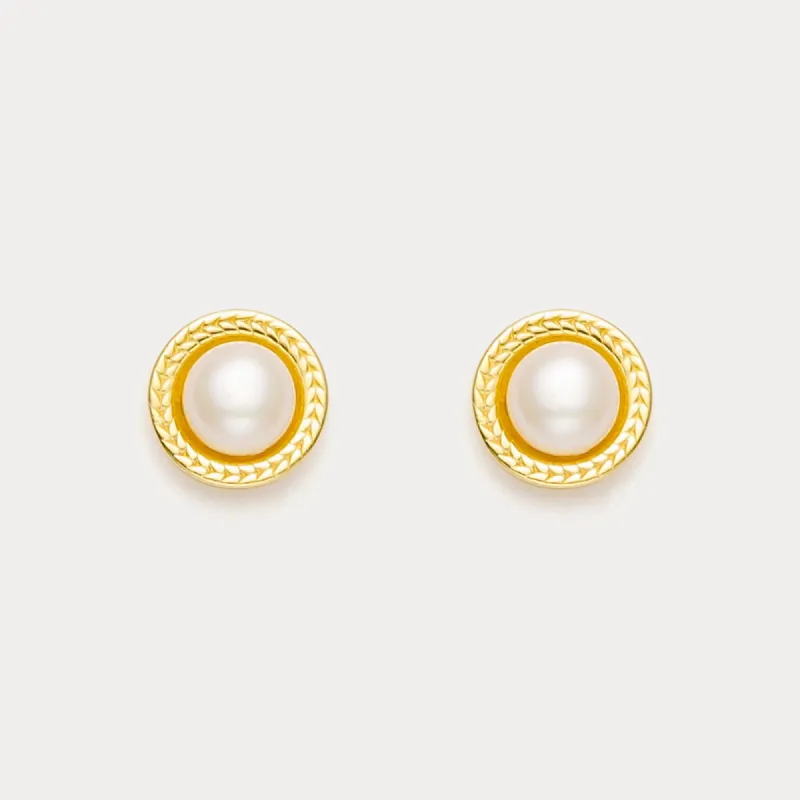 Pearl Stud Earrings sold by Selenichast