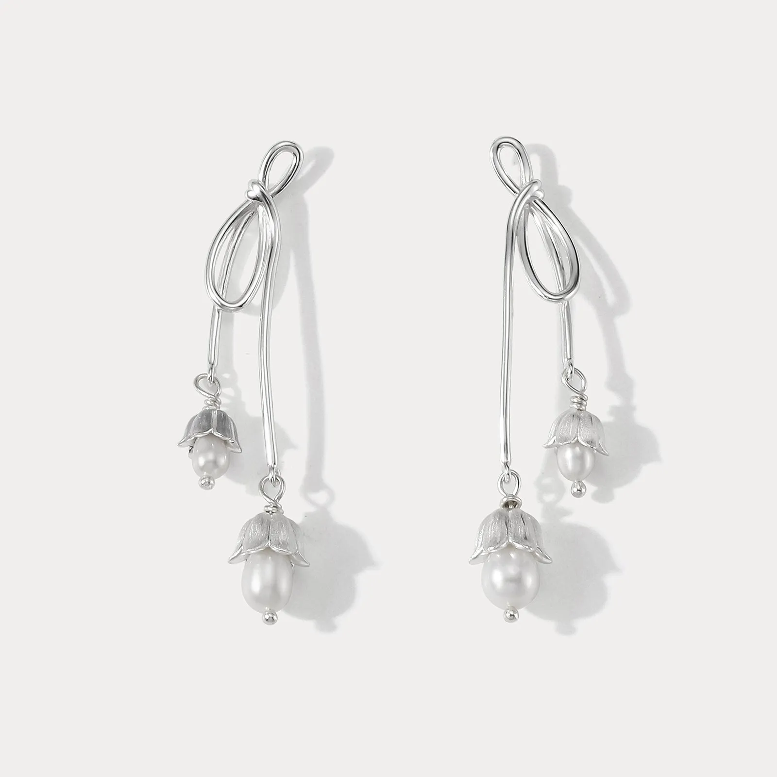 Silver Lily Of The Valley Bow Earrings sold by Selenichast