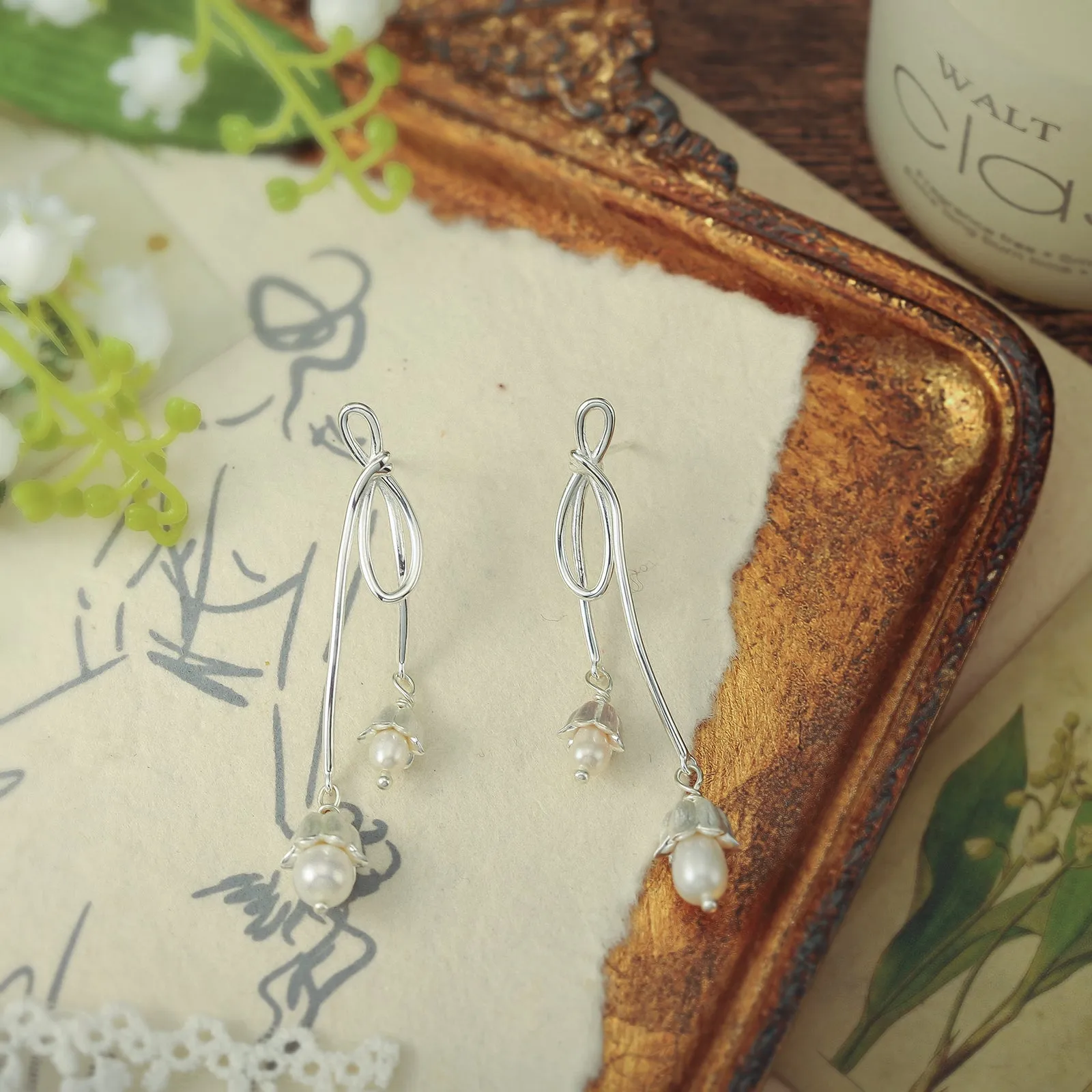 Silver Lily Of The Valley Bow Earrings sold by Selenichast product image thumbnail 4