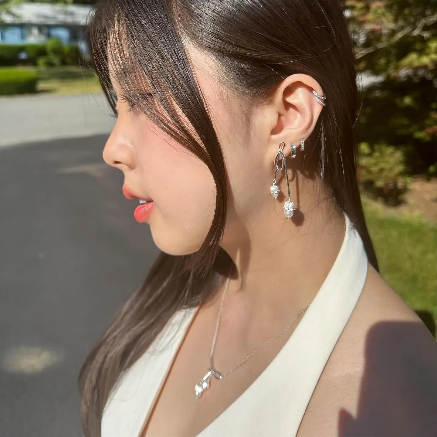 Silver Lily Of The Valley Bow Earrings sold by Selenichast product image thumbnail 5